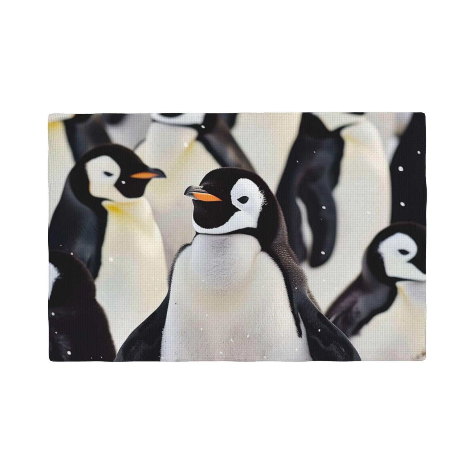 Cute Penguin Animal Pattern Print Placemats Set, Heat Resistant Washable Placemat 12x18in Table Mats for Party Kitchen Dining Table Decoration Indoor Outdoor, Six Piece
