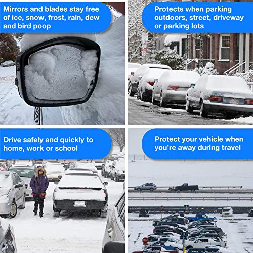HELM - 2 Vehicle-Pack Windshield Wiper Covers and Side Mirror Covers for Trucks Cars SUVs Vans. Protect from Ice Snow Frost Dew Rain Bird Poop. Side Covers - 16 in x 12 in. Wiper Covers - 28 in Long - Thumbnail 5