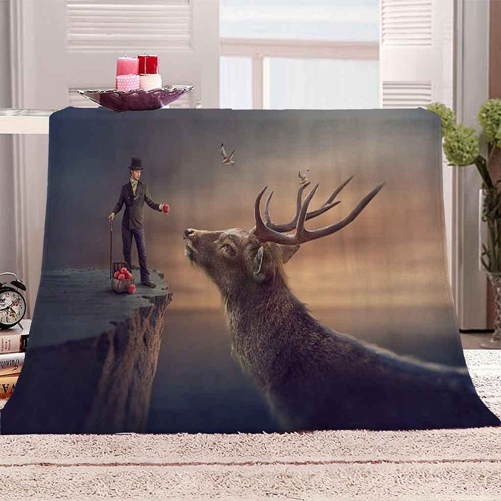 Couverture Polaire Flanelle Premium Motif Élan Impression 3D Haute Définition