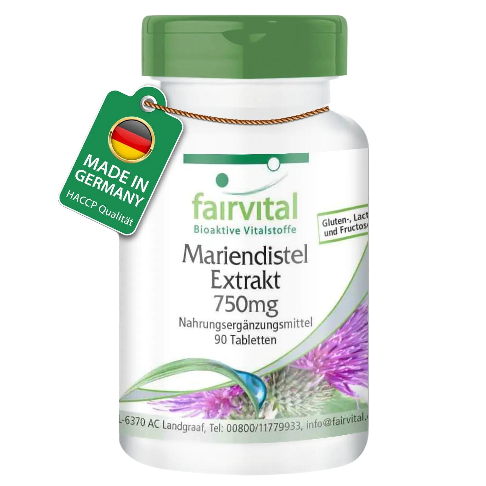 fairvital Mariendistel Extrakt 750mg, 90 Tabletten, HOCHDOSIERT mit 750mg Mariendistel Extrakt pro Tablette, VEGAN, 80% Silymarin
