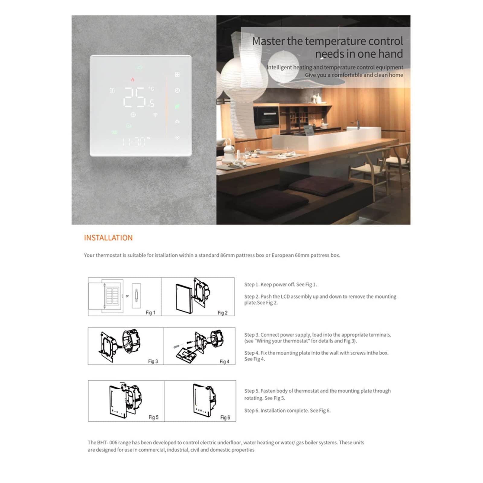 Czujnik termometru, WiFi Smart Thermostat Water/elektryczny podłoga podłogowa Woda/gazowa temperatura kotła zdalny sterownik bezprzewodowy(Nero,Heating 5A)