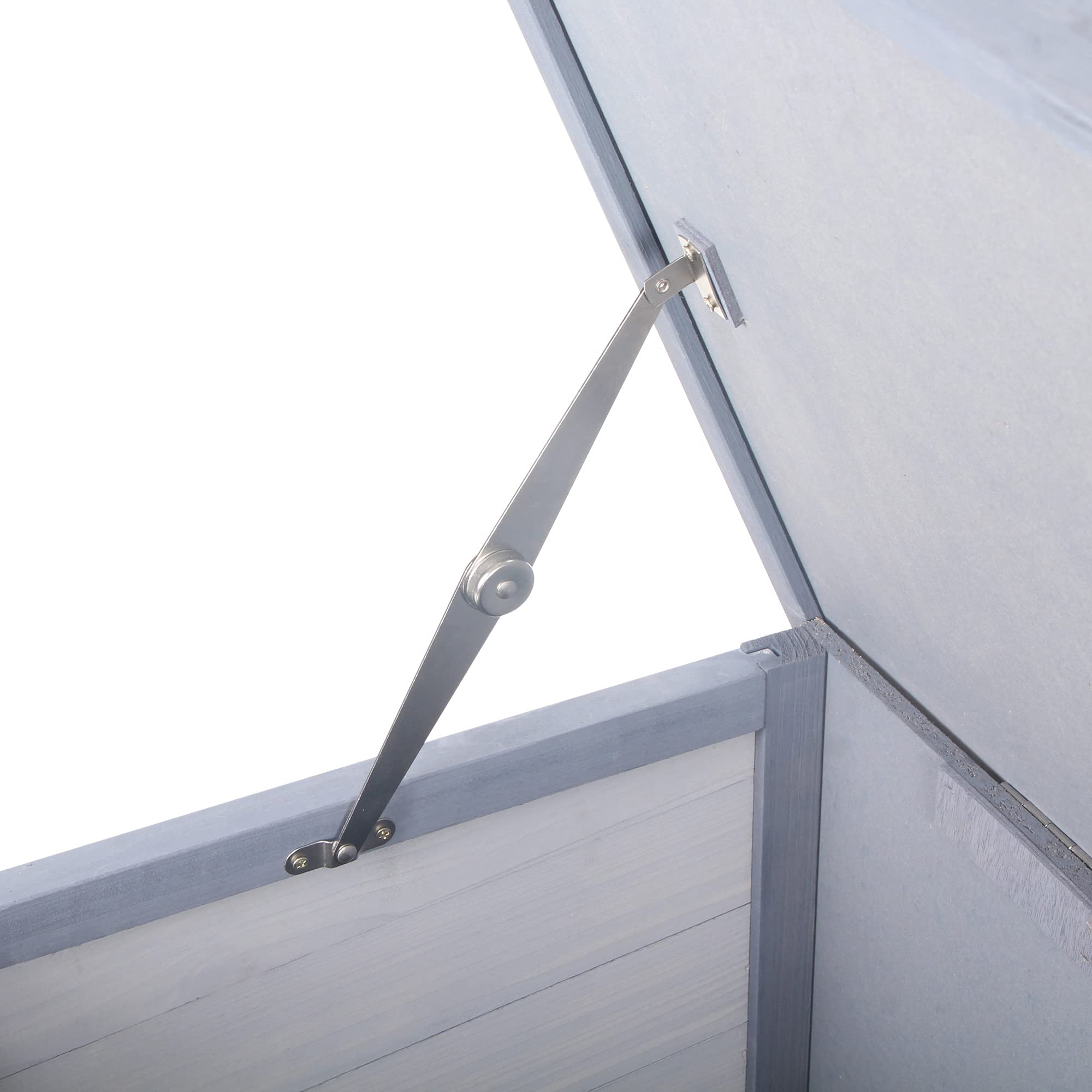 PawHut Conejera de Madera, Jaula para Conejos con Techo Asfáltico Abatible, Puertas con Pestillo, Bandejas Extraíbles y Comedero, Conejera para Exterior, 112x50x54 cm, Gris