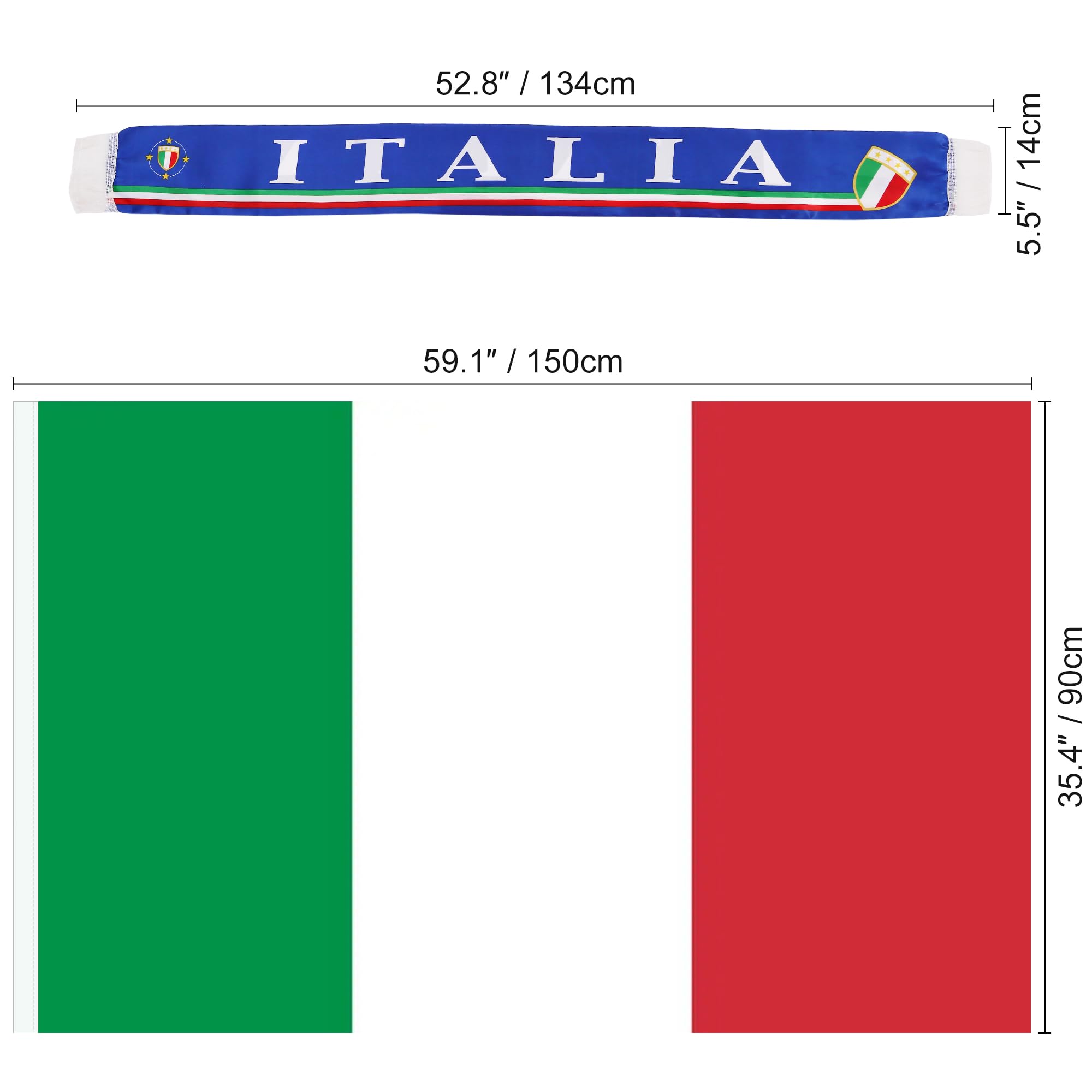 Sea Team Kit per tifosi di calcio, set da 6 pezzi con sciarpa, bandiera, braccialetto, occhiali, parrucca e adesivi, perfetto per il giorno del gioco