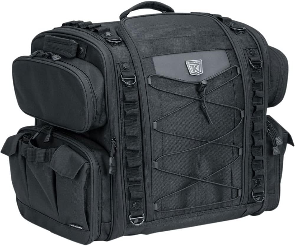 Kuryakyn 5284 Momentum Road Warrior Motorcycle Travel Luggage: Weather Resistant Seat/Trunk/Rack Bag with Sissy Bar Straps, Black