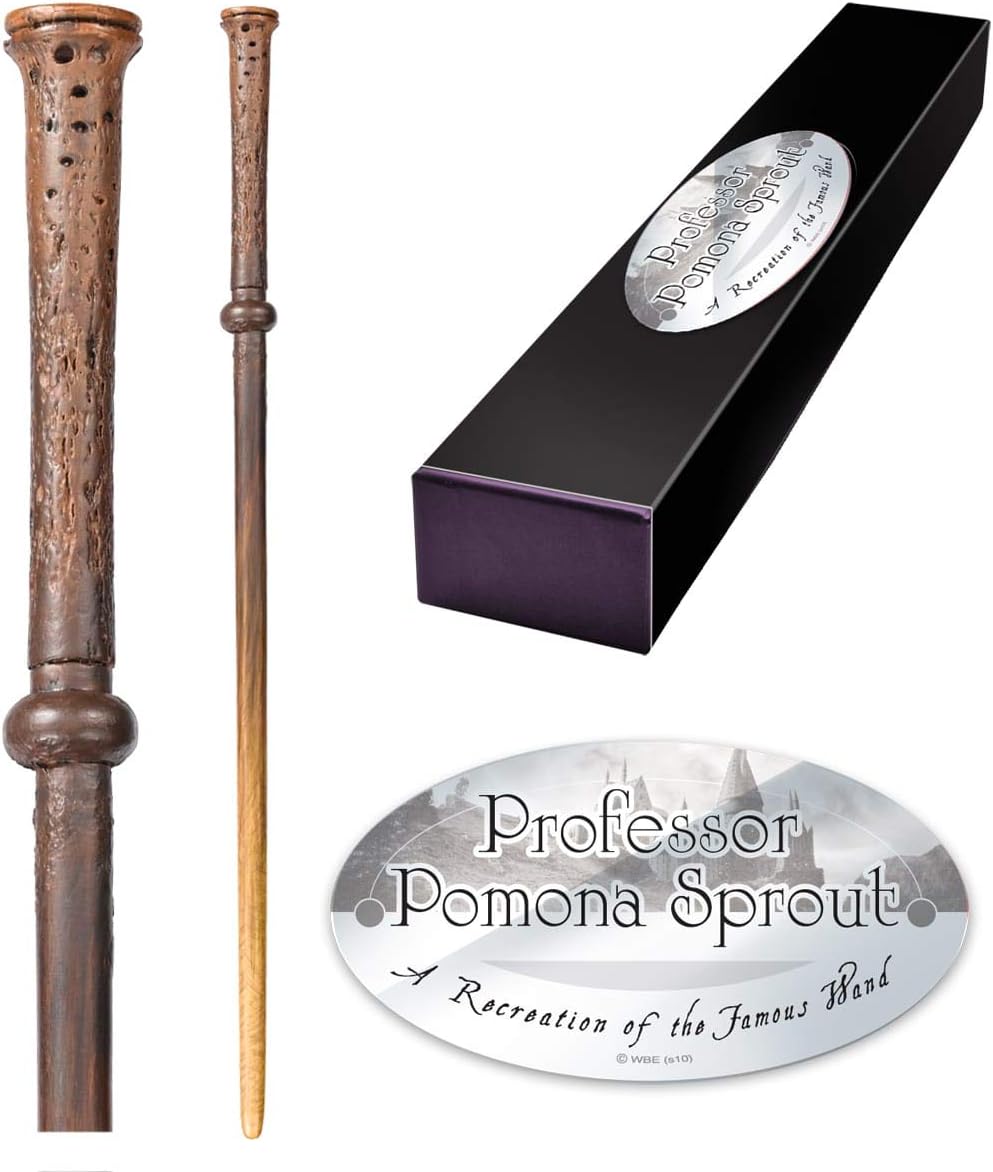 Professor Pomona Sprout, Character Wand - 15in (38.5cm) Wizarding World Wand With Name Tag - Harry Potter Film Set Movie Props Wands