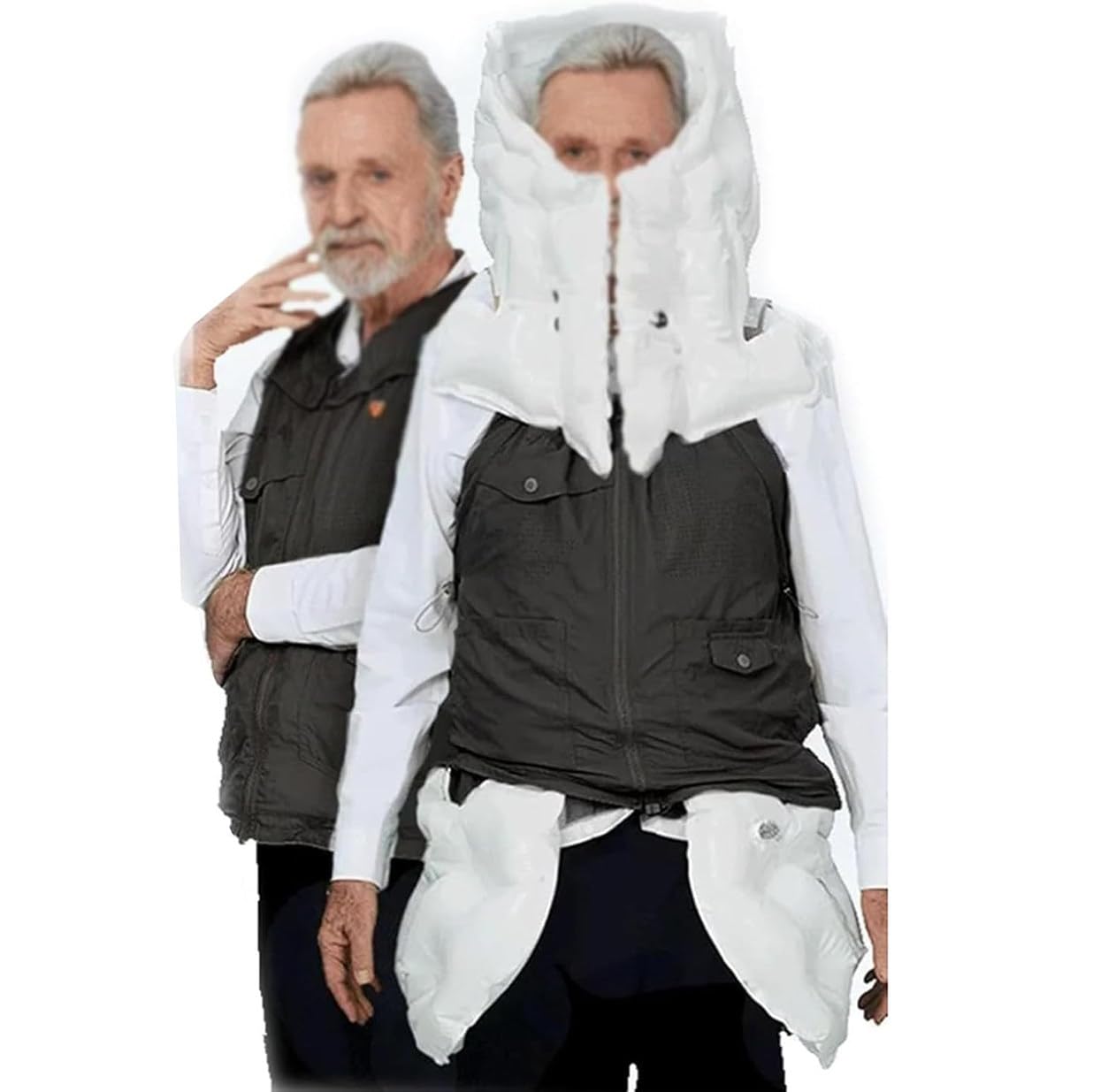 Airbag-Weste für ältere Radfahrer, Airbag-Auslösung in 0,08 s, mit Fernüberwachung, Alarm, Positionierung, Hilfe und Trainingsaufzeichnungsfunktionen 2XL-Maleblack