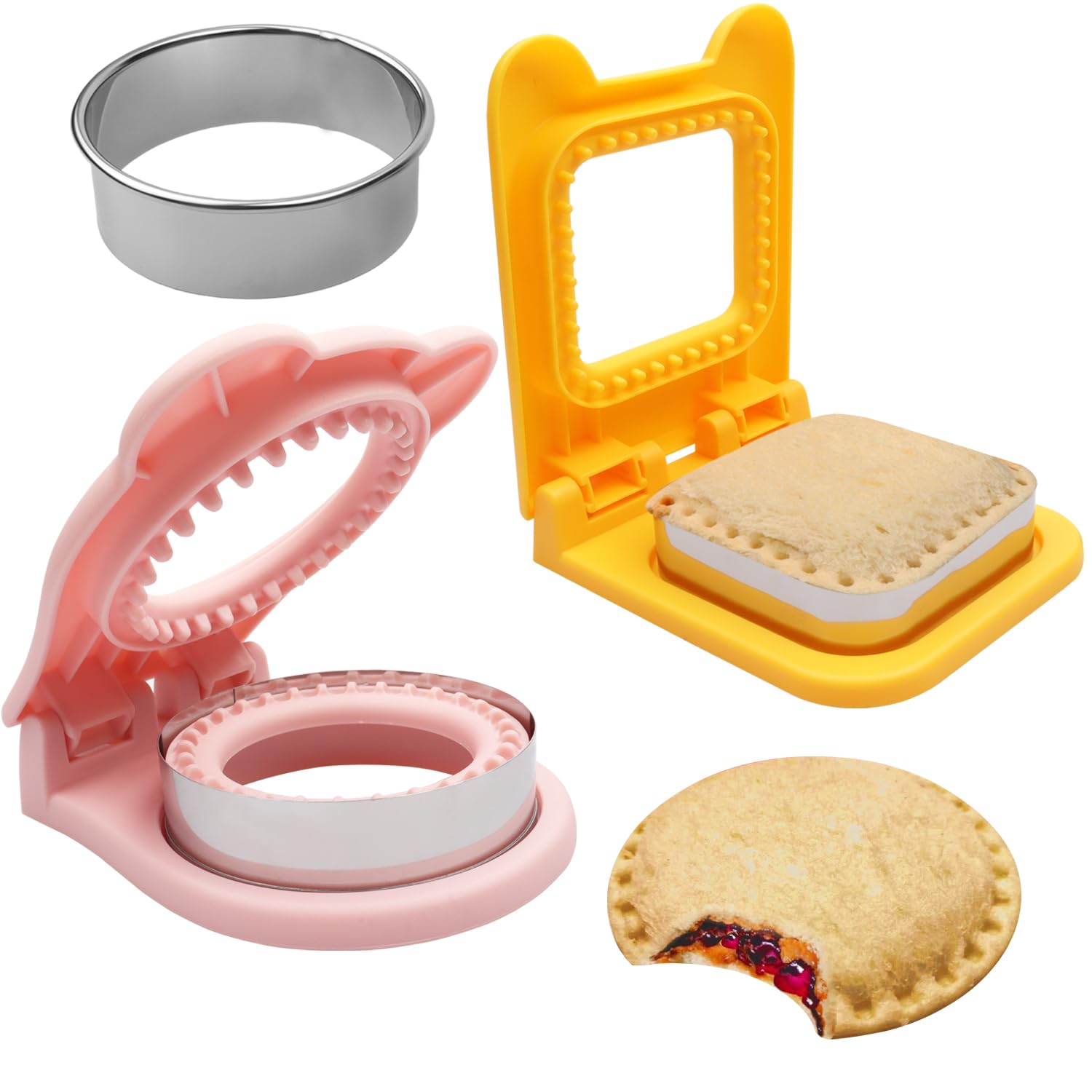 2pcs Sandwich Cutter and Sealer for Kids, 2Pcs Uncrustable Sandwich Maker and Decruster set,DIY Decruster Pocket Sandwiches, Great for Breakfast Sandwich Maker, Lunchbox and Bento Box