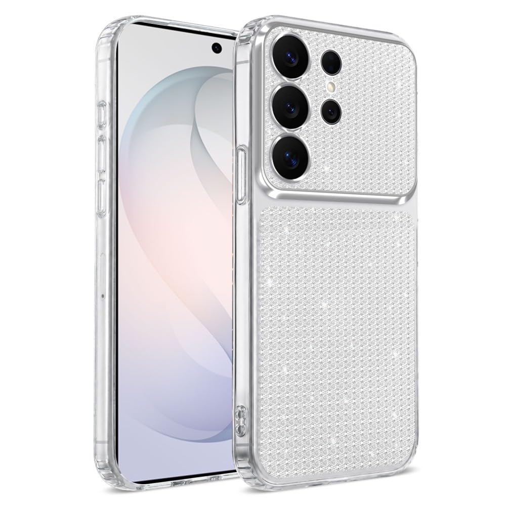 Carcasa genérica compatible con Samsung Galaxy A17 4G / 5G (color: transparente) a prueba de golpes con purpurina rígida de silicona