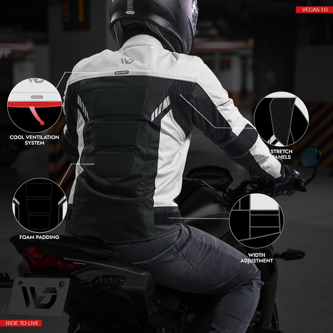 WD Motorsports Vegas 1 0 Mens Textile Motorcycle Jacket All-Season CE Armored Waterproof Cordura Biker Jackets with Removeable — view 5