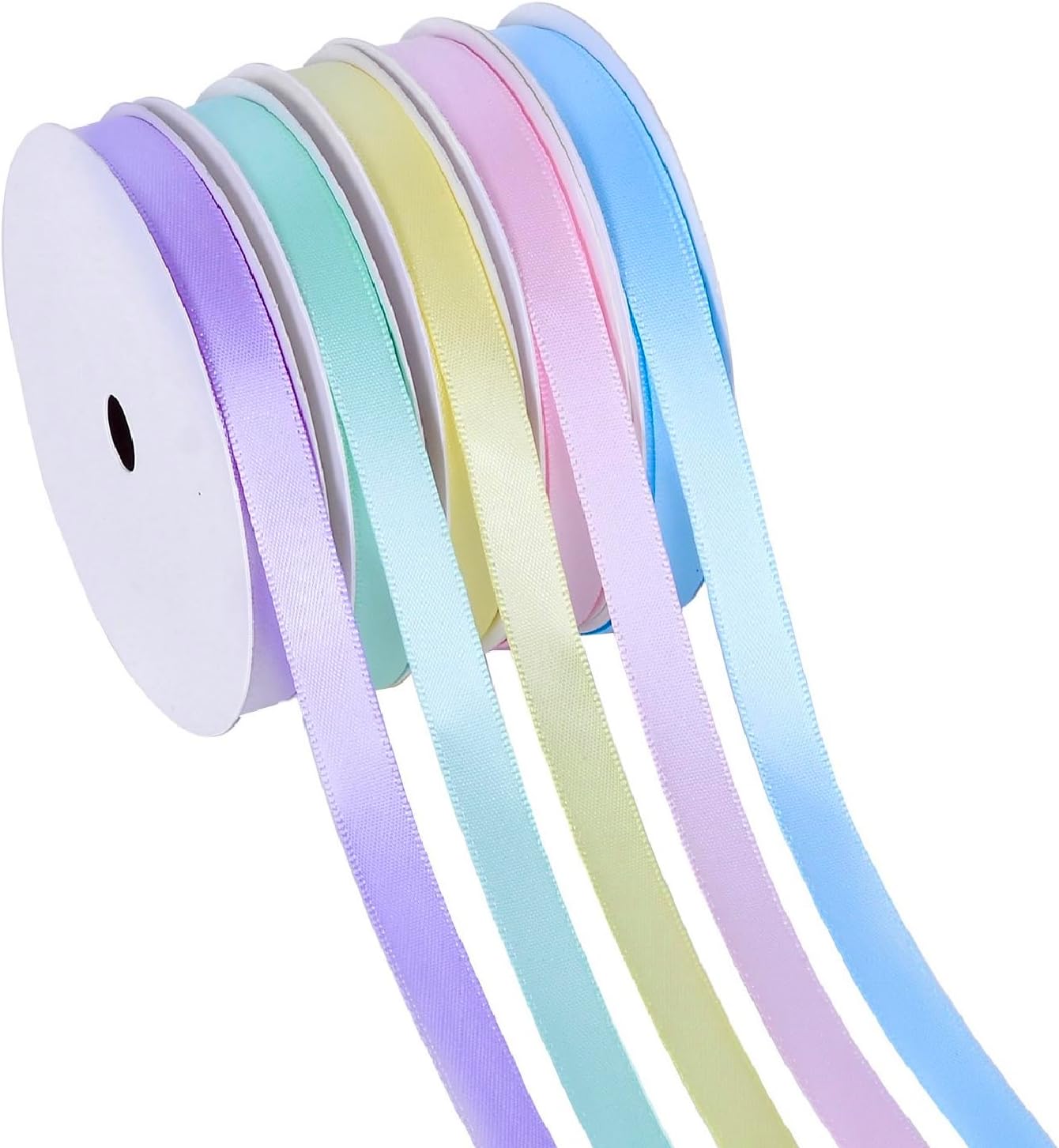 Amazon.com: YAMA 5 Rolls Pastel Ribbon, Double Faced Thin Satin Ribbons ...