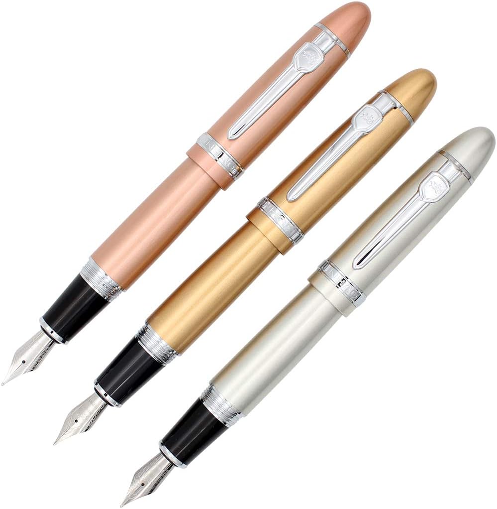 zoohot Jinhao 159 Fountain Pens Medium Nib Silver Trim Big Heavy Pen Business Signature Gift Collection Pen 3 Pack