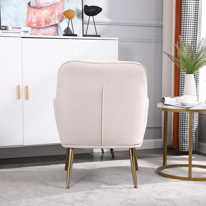 Miniatura 5 de Silla decorativa con patas de metal dorado, sillón tapizado de terciopelo, moderno y cómodo de mediados de siglo, sillas de club para sala de estar,