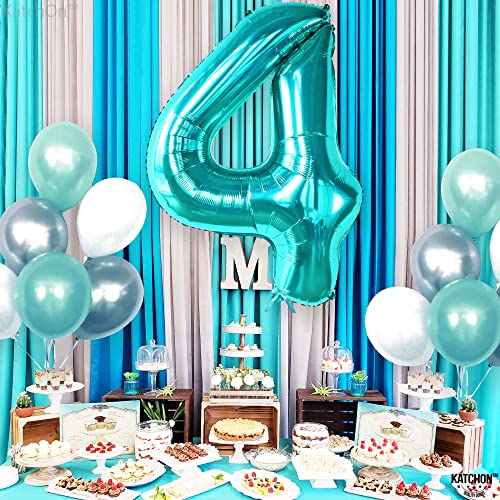 Image of KatchOn Aqua Blue Number 4 Balloon 40 Inch