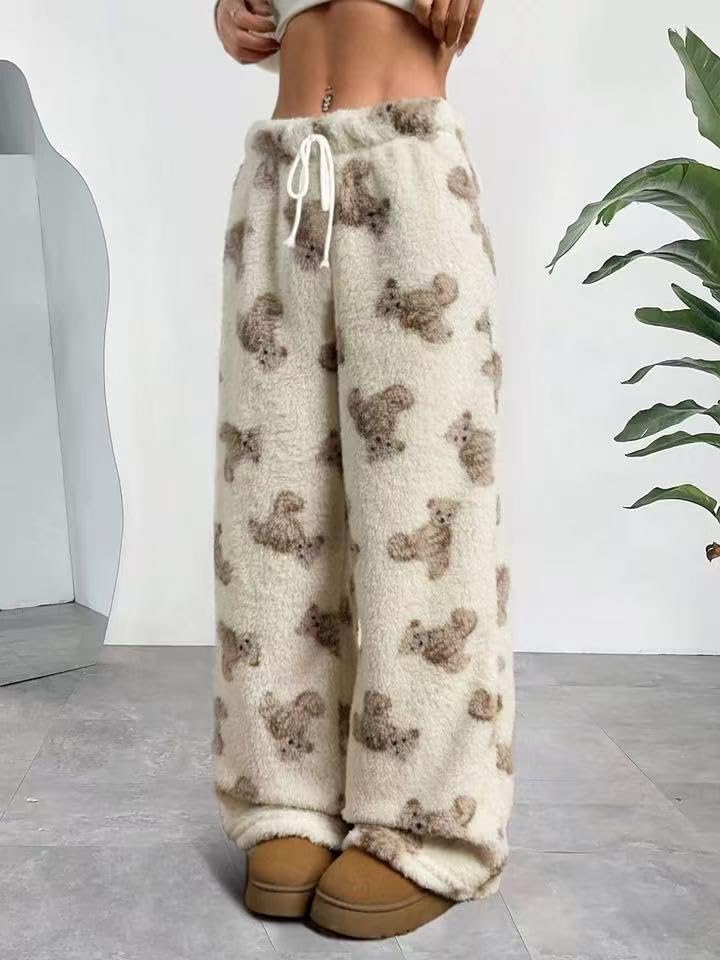Image of Leopard Pants Women Therian Fuzzy Pajama Pants Y2k Cheetah Pants Grunge High Waisted Fluffy Pants