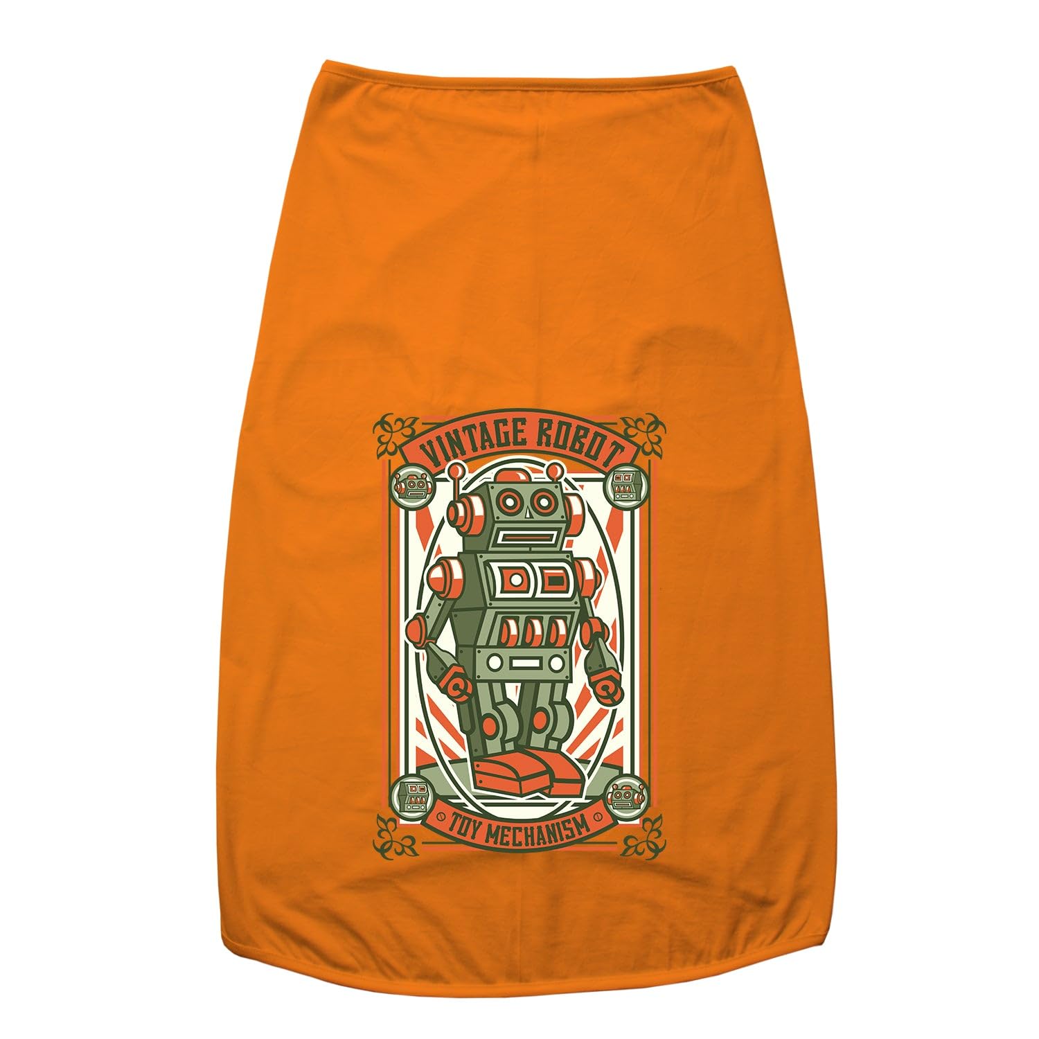 Funketti Summer Dog T-Shirt Vintage Robot Printed Round Neck Sleeveless Tank/Tee Comfort, Breathable, Lightweight Dog Clothes/Apparel for Small/Medium and Big Dogs Breeds.(Orange/M) (B0CCLFWQC5) Amazon Price History, Amazon Price Tracker
