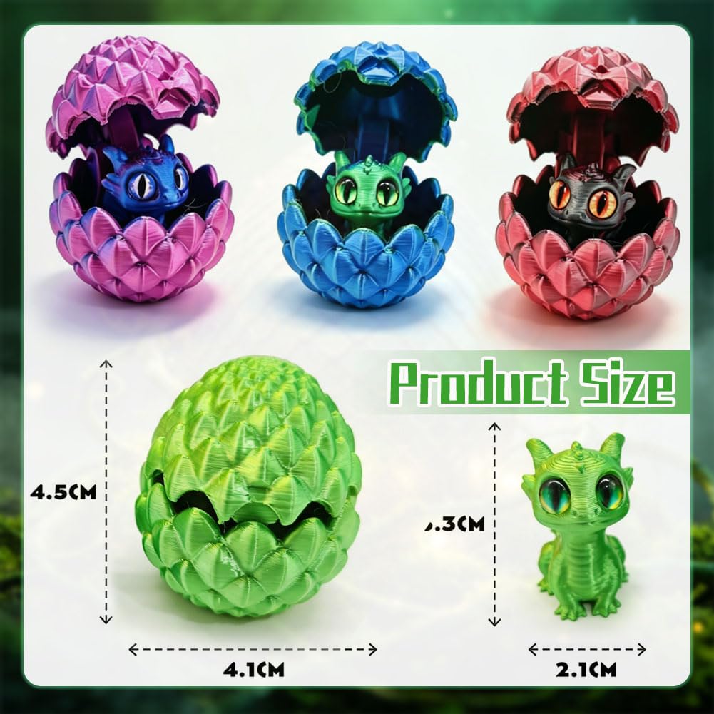 Pack De 4 Huevos De Dragón Sorpresa Con Dragón 3D Interior | Figuras Articuladas Con Efecto Degradado | Juguete De Fantasía Para Regalar
