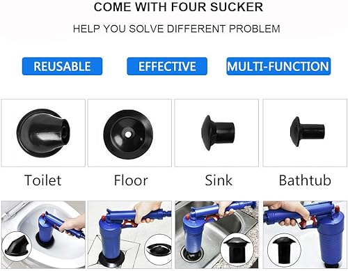 Miniatura 4 de Thinvik Juego de émbolo de inodoro eléctrico, herramienta para eliminar obstrucciones, desagüe de tina, abridor de drenaje de aire, pistola de