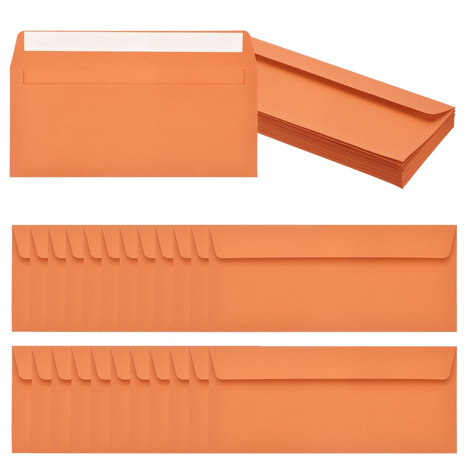 PATIKIL 24 Pack Orange #10 Business Envelopes, Colored Self Seal Letter Size Envelopes for Business Mailing Office Checks Invitation, 24.1 x 10.5 cm