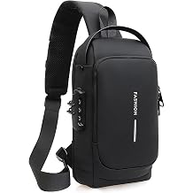 Travel Sling Bag Waterproof Crossbody Bag with Combination Lock Anti-Theft PU Leather Chest Bag