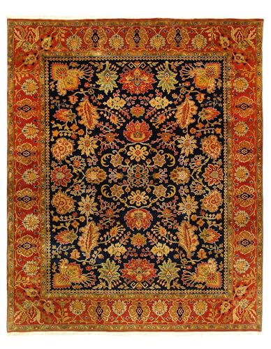 PASARGAD Navy Blue Hand Knotted Tabriz Rug 8' X 10'