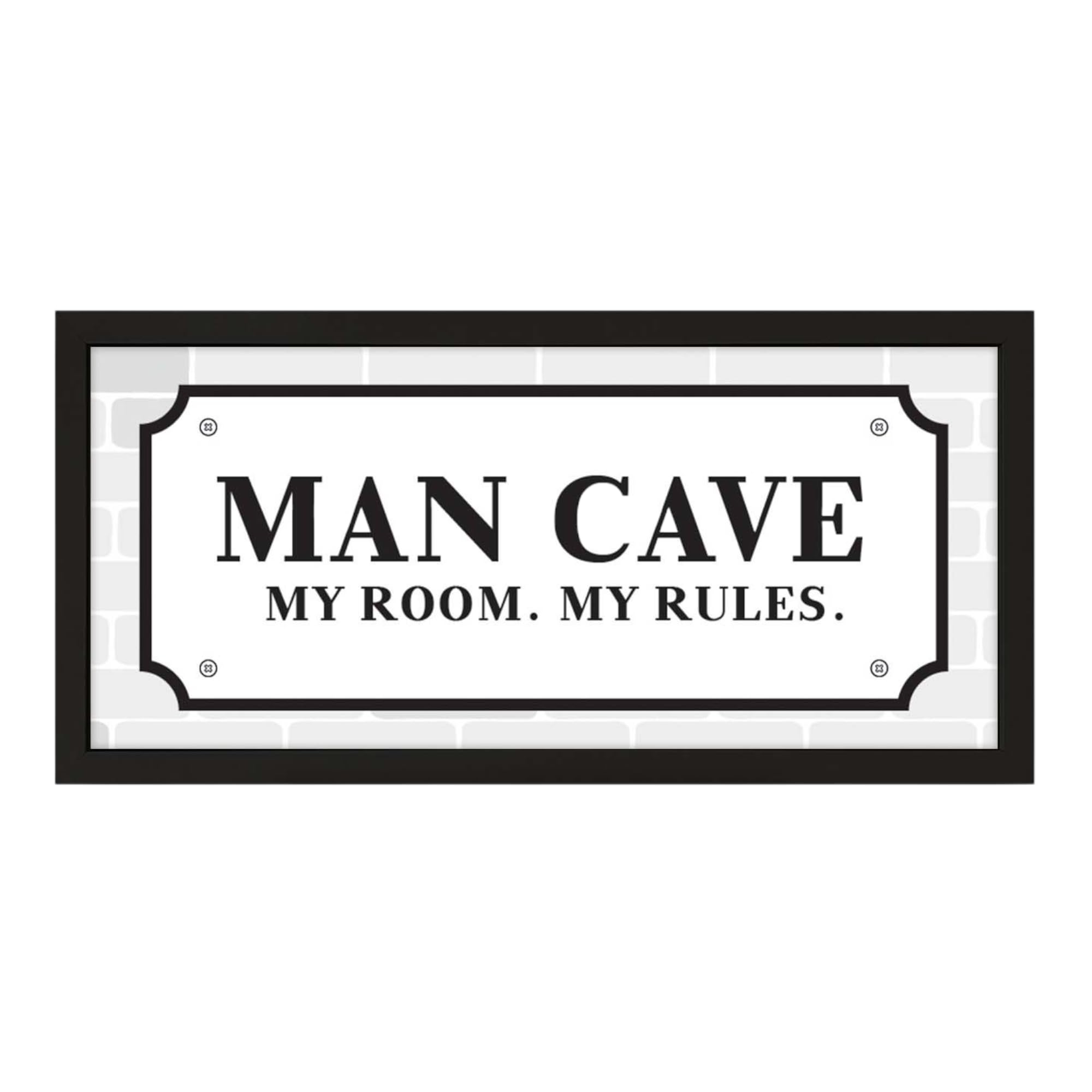 Echo Three Wall Art Black Framed Print For Him Man Cave My Room My Rules | Boys Room Den Signage | Large Wide Home Bar Room Sign Decor Display | Keep Out Gift For Him