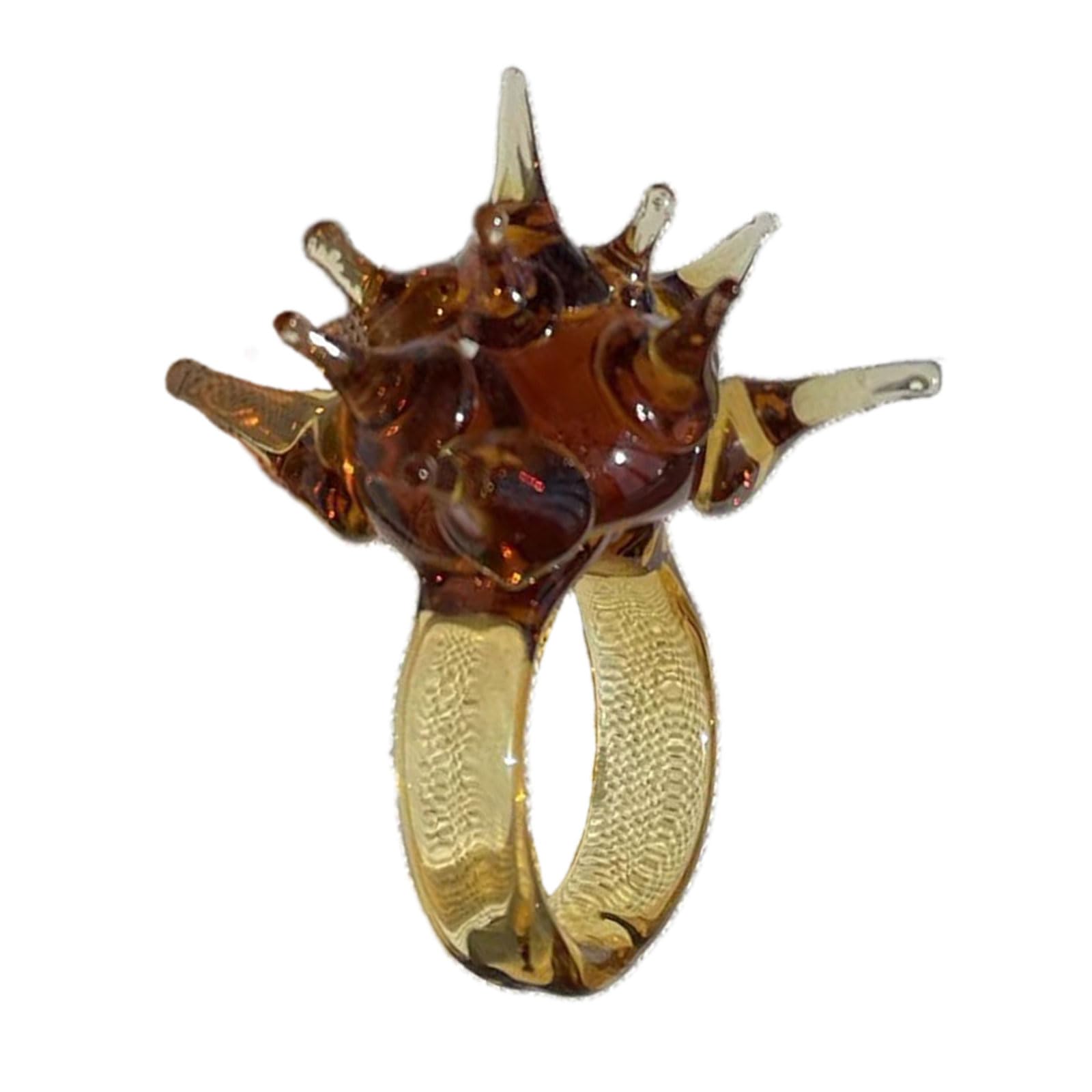 jiingekk Unique Resin Decoration Rings Jewelry Charm Handmade Resin Sea Urchin Ornament Lightweight Marine Creature Themed Rings