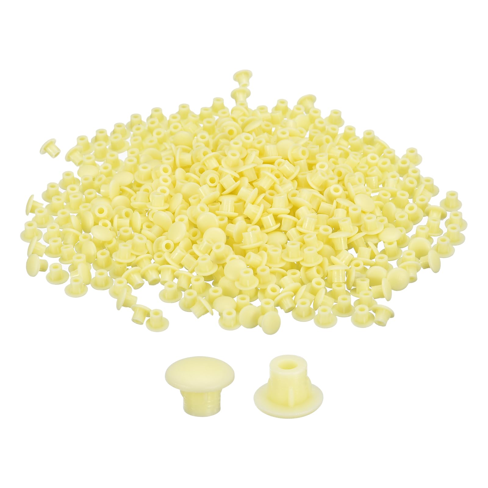 uxcell 2000Pcs Screw Hole Plugs, 5mm(3/16") Dia Plastic Round Button Plugs Snap in Locking Hole Covers Flush Type Caps for Furniture Cabinet, Cream Color