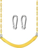 Vista 7 de TURFEE Asiento de columpio resistente color rosa con cadena de 66 pulgadas, accesorio de repuesto para columpio con mosquetones para juegos al aire