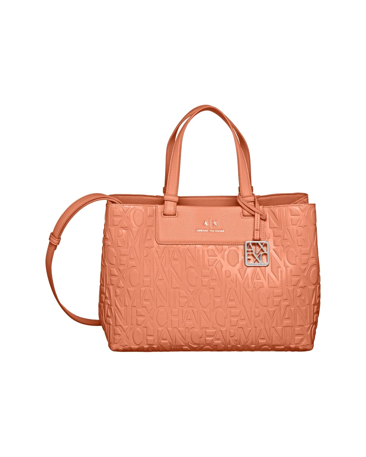 Armani Exchange Women's Essential, Liz, embossed logo shopping bag, Red, one size