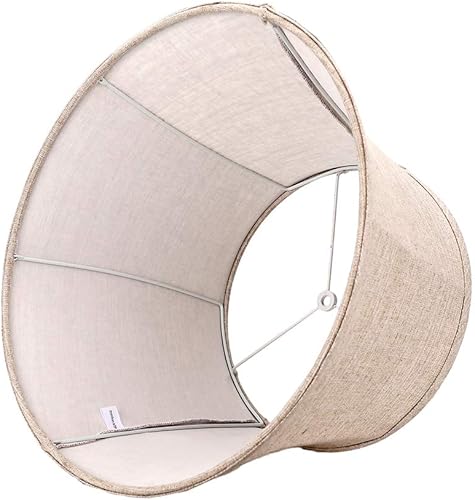 Miniatura 5 de Tootoo Star Lámpara de tambor grande marrón para candelabros luz de pie y lámpara de mesa 12 x 16 x 11 pulgadas araña tela de lino natural hecha a