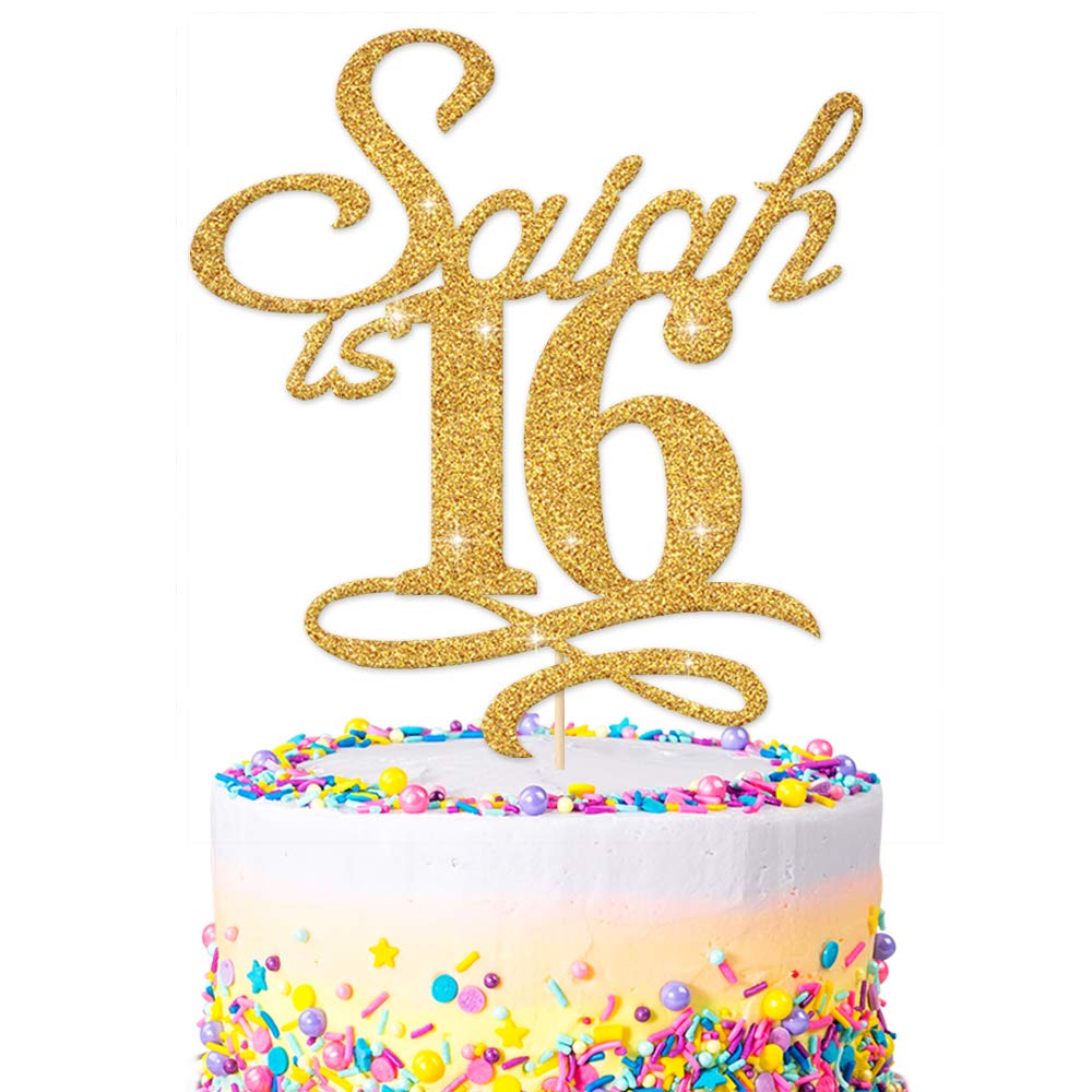 EDSG Personalised Birthday Glitter Cake Topper | Custom Cake Decoration with Any Name Any Age | Double Sided Glitter Card Any Name Age Customized - Multicolour Glitter Cake Decoration โฆ