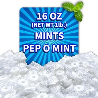 Mints Hard Candy - 1 Pound of Bulk Candy - Peppermint Fresh Breath Saver Mint - Great for Sharing - Individually Wrapped - Approximately 120 Pieces
