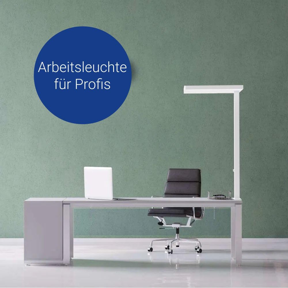 MAUL LED Schreibtischlampe MAULjaval weiß dimmbar mit Klemmfuß 120 cm | angenehmes Direkt- und Indirektlicht, stufenlose Helligkeit, blendarmes Arbeiten, sicherer Halt an Tischkanten