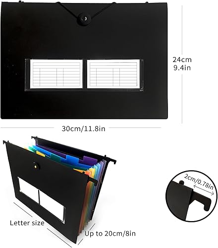 Miniatura 4 de Paquete de 4 carpetas colgantes de plástico, gran capacidad, innovador organizador de archivos de acordeón con gancho retráctil, pestañas