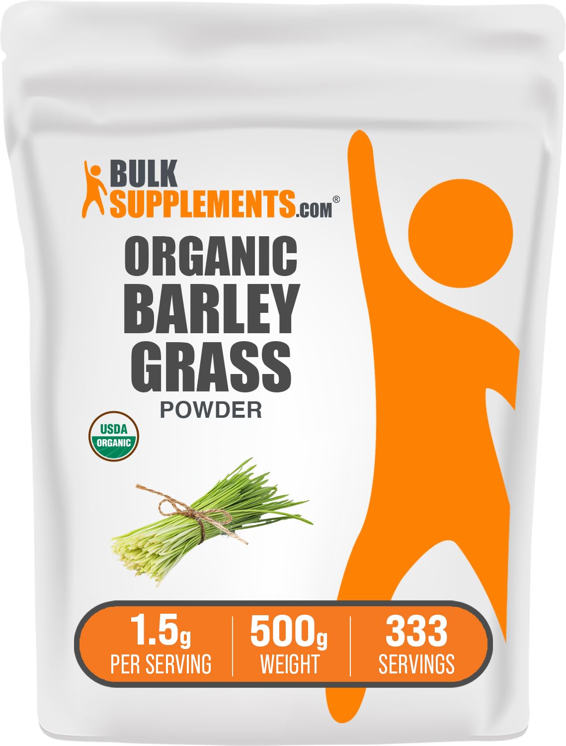 BulkSupplements.com Organic Barley Grass Powder - Green Superfood Powder, Herbal Supplement - Vegan-Friendly, 1.5g per Serving, 500g (1.1 lbs) (Pack of 1)