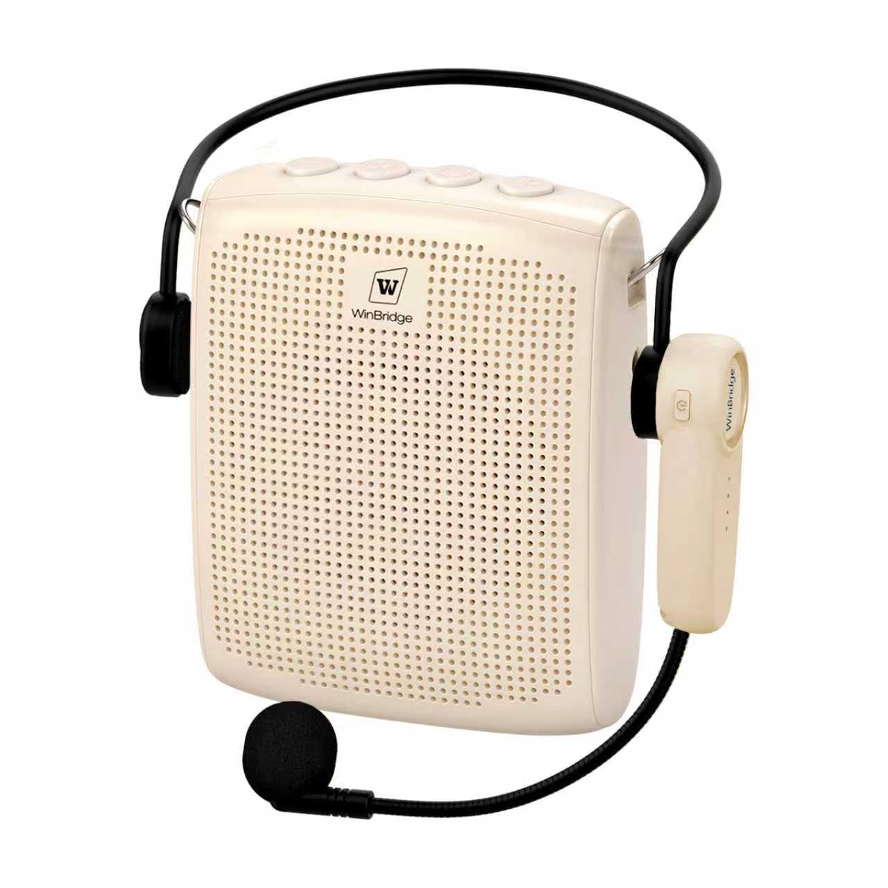 WinBridge Voice Amplifier for Teachers for Classroom Teaching, Tour Guide, Public Speaking, ABS 15W Bluetooth Wireless Headset Microphone Speaker, Portable PA, Ultra-Light - White, WB002 (Beige)-image-44
