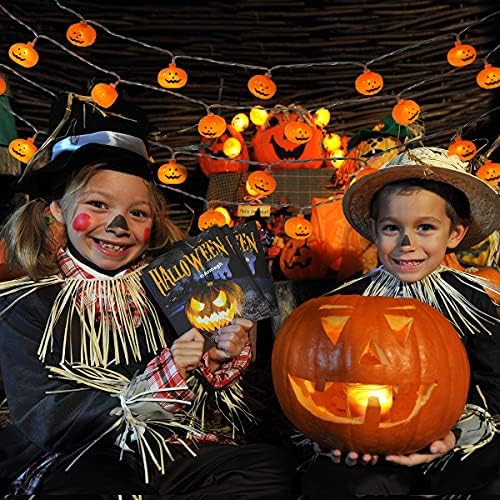 ANGSOU Halloween Pumpkin String Lights, Waterproof 10ft 20 LEDs 3D Pumpkin Lights for Outdoor Indoor Party Halloween Decoration