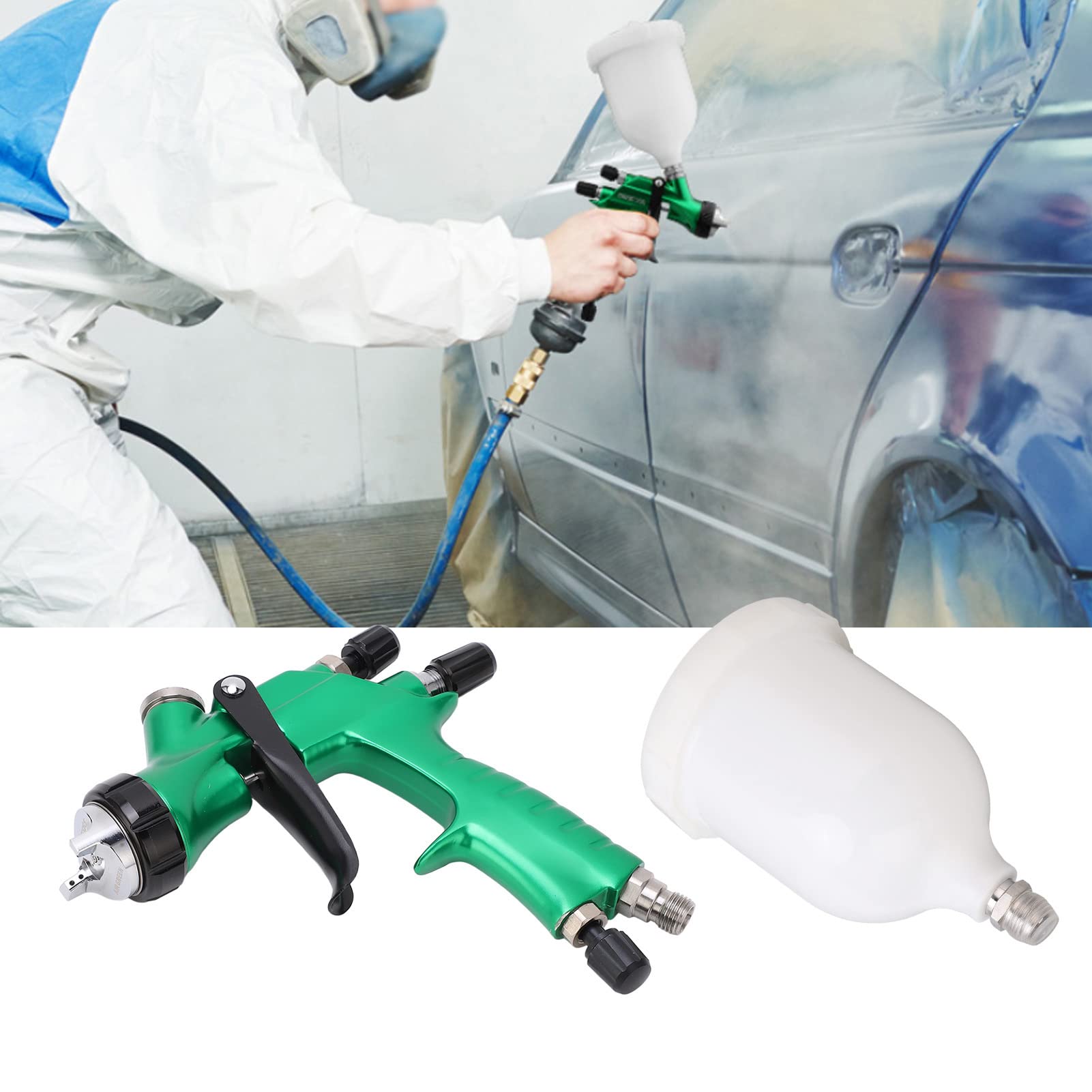 Ejoyous Zestaw Pistoletów Natryskowych Pistolet do Malowania Natryskowego ze Stopu Aluminium Dysza 1,3 Mm 175 PSI do Lakieru Samochodowego Podkład Bezbarwny Lakier Bazowy Użytkownicy Motoryzacyjni