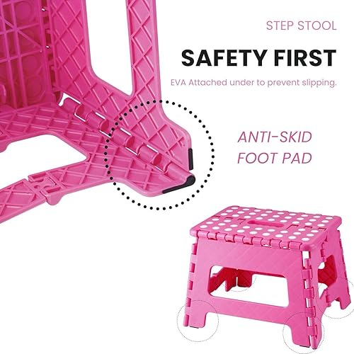 Miniatura 3 de PandaEar Taburete plegable pequeño para niños, mini taburete plegable de 7.5 pulgadas, taburete portátil, taburete de plástico de estudio, taburete