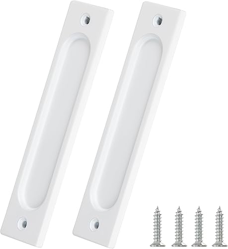 Miniatura 7 de OFOEKV Tiradores de armario para puerta corrediza de granero, 2 tiradores de aleación de aluminio para dedos, rectangulares empotrados con bolsillo