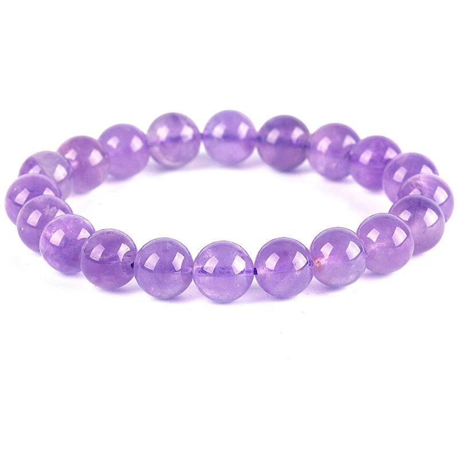 12mm, Heilkristall-Armband für Damen und Herren, natürliches Amethyst-Edelstein-Stretch-Armband, Chakra-Yoga-Perlenquarz-Armbänder, handgefertigte Schmuckgeschenke