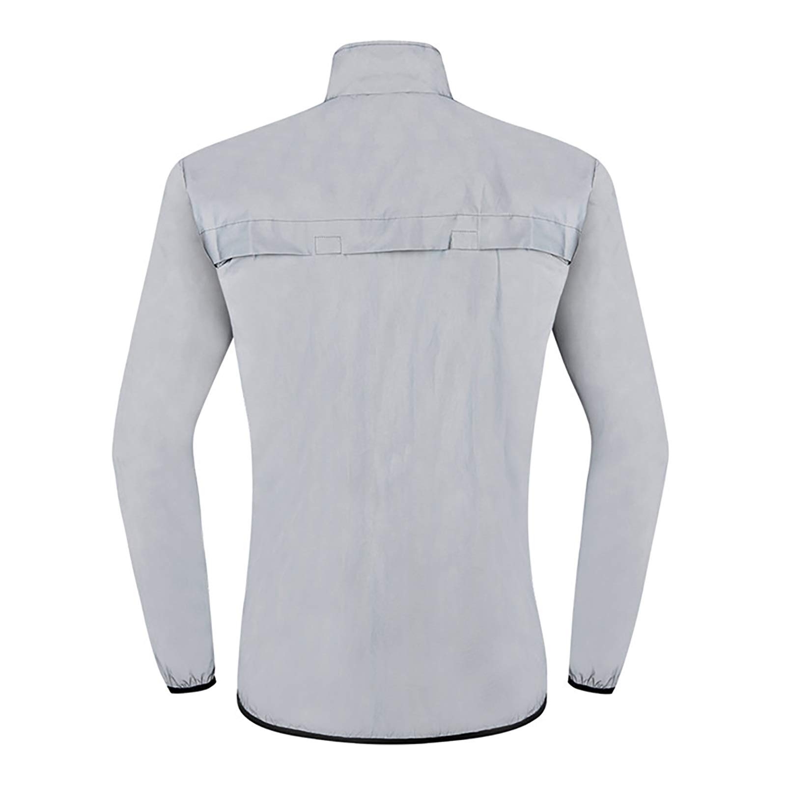 Hombres Alta Visibilidad Chaqueta De Ciclismo Manga Larga Totalmente Reflectante Impermeable Camisetas MTB Ligero con Malla Transpirable (Color : Silver, Size : Large)
