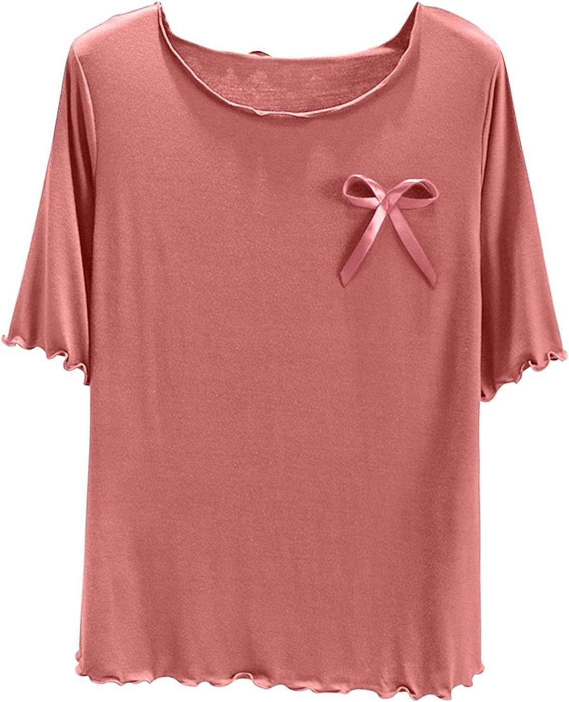 Sleep Shirts for Women - Modal Cotton Pajama Tops Short Sleeve Round Neck Tshirt Solid Color Pajamas Tee Loungewear