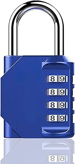 OneTwoThree 4 Digit Combination Lock,1Pcs Combination Padlock,Locker Lock for School Gym Locker,Sports Locker,Fence,Toolbox,Gate,Travel Bag,Hasp Storage (Blue)