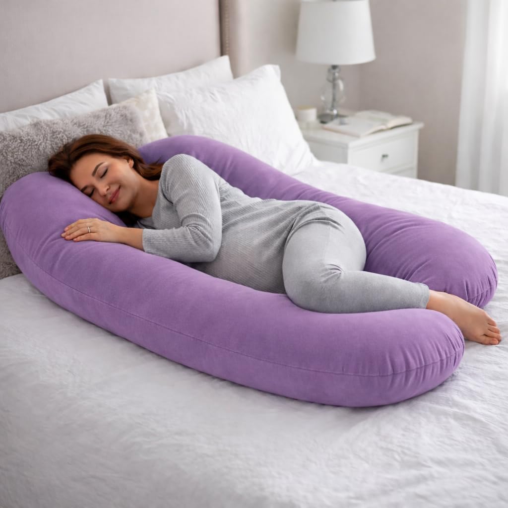 Emirates Living U-Shaped Maternity Pillow for Pregnancy – Full Body Support Pillow for Sleeping, Back, Hips & Legs – Large Pregnancy Pillow - Purple