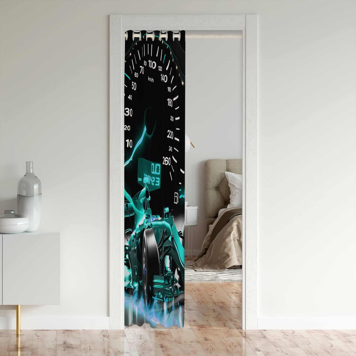 Rideaux Voiture De Course Rouge/noir 132x160 Cm - Occultant 30-50% Pour Chambre Et Salon - Motif Sport Extrême