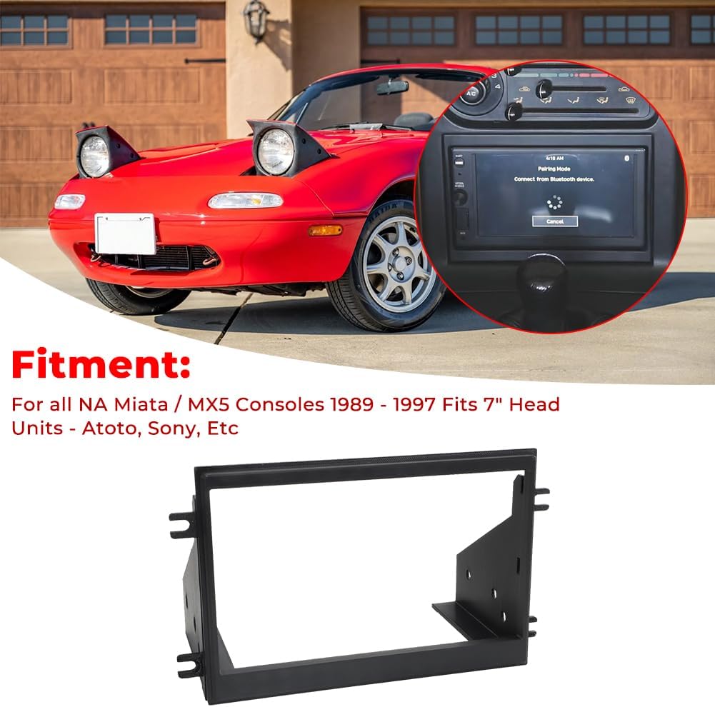 for Mazda Miata NA Double Din Head Unit Bezel, 2DIN Frame, Fits 7" Atoto Radio