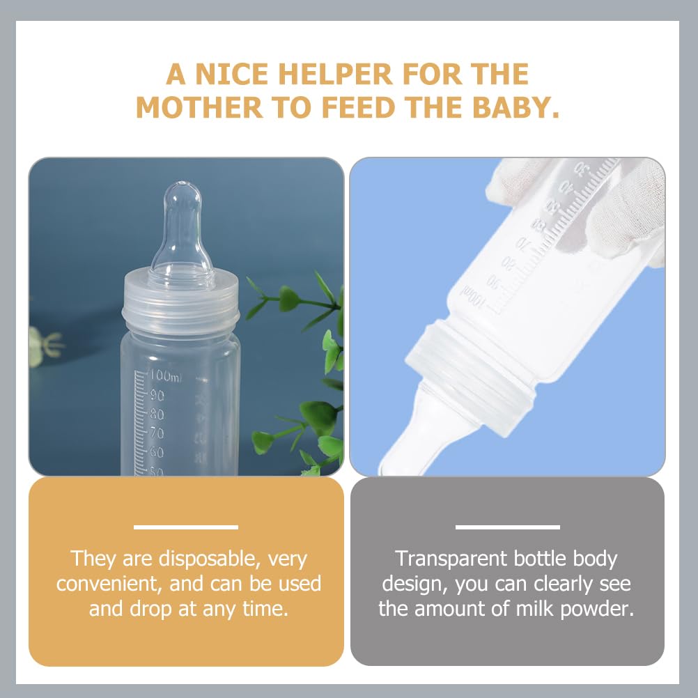 ifundom Babyflaschen Set 100ml mit Skala, BPA-freie Kunststoff Milchflasche für Neugeborene, Transparent, 12 Stück