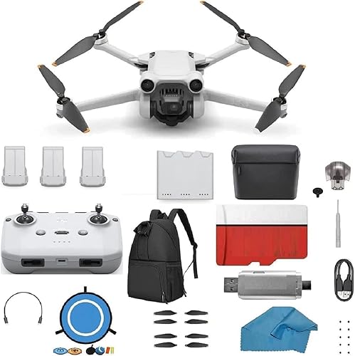 KOOZAM DJI Mini 3 Pro (DJI N1) - Kit de dron ligero y plegable de 34 minutos de tiempo de vuelo con cámara de 128 GB SD, lector de tarjetas USB 3.0,