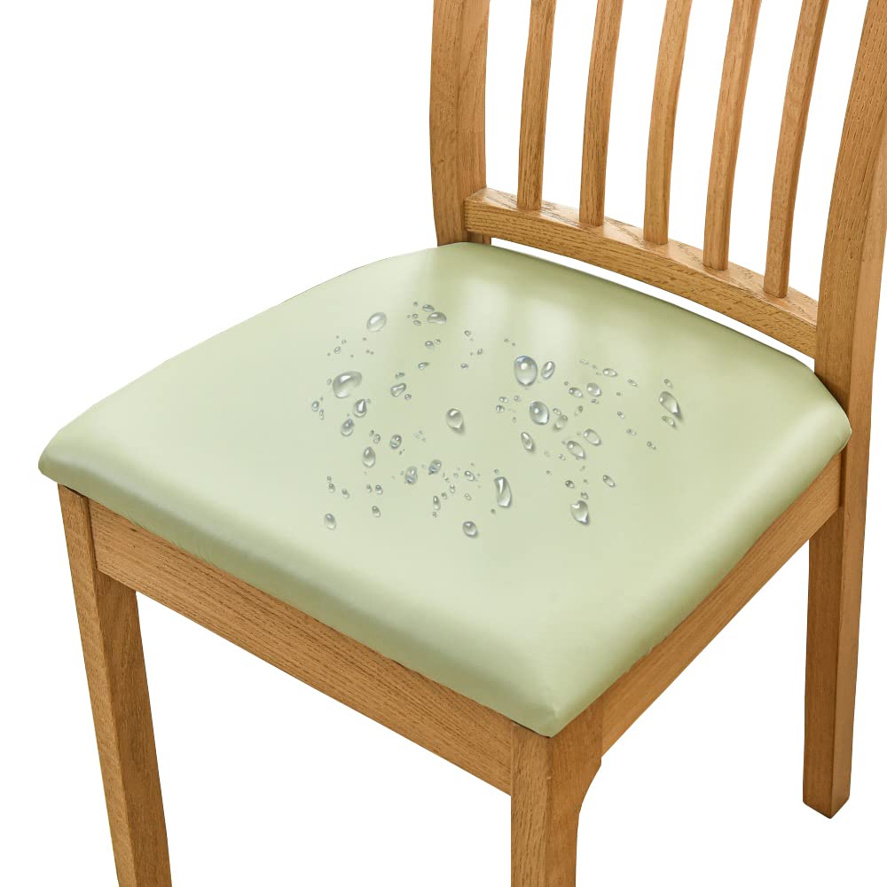 Bestenrose Dining Chair Covers for Set of 2 Waterproof Seat Slipcover PU leather Seat Covers for Dining Room kitchen Chairs Removable Chair Seat Cushion Cover with Fixing Buckle — image 1